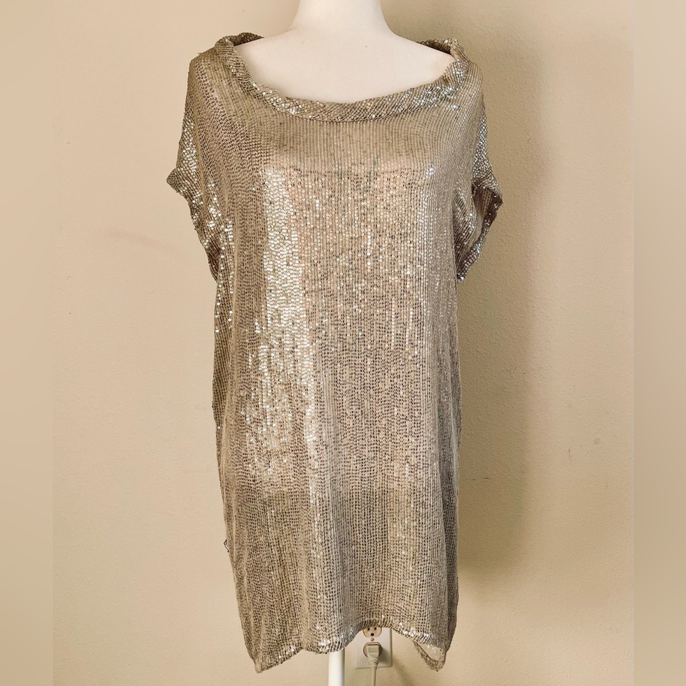Diane Von Furstenberg Metallic Sequin Blouse/Dress